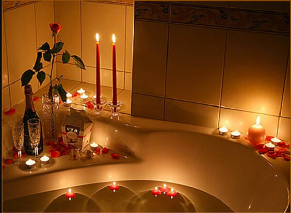 Romantische badkamer kaarsen
