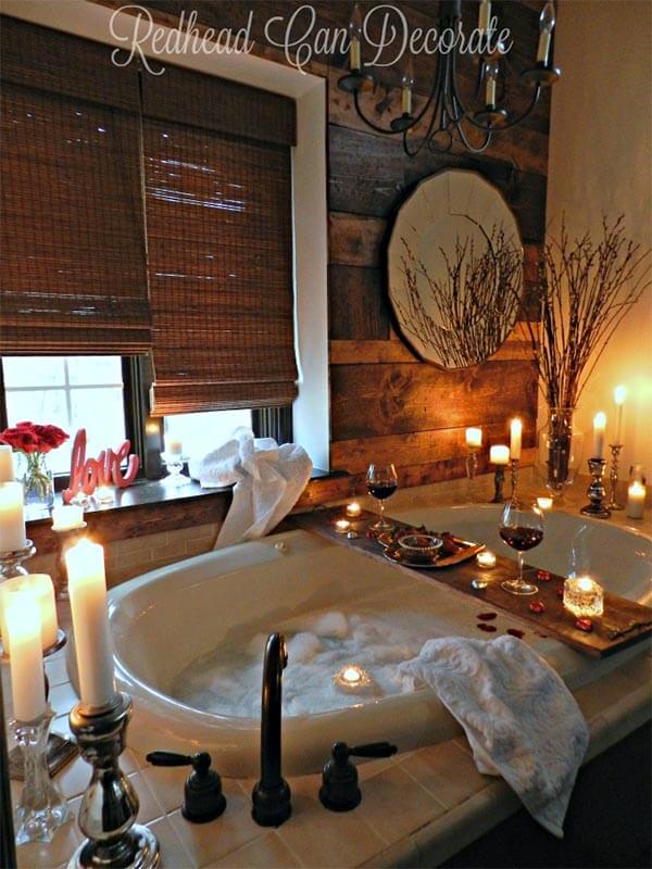 Romantische badkamer wijn