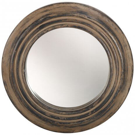 Ronde klassieke spiegel met naturel hout