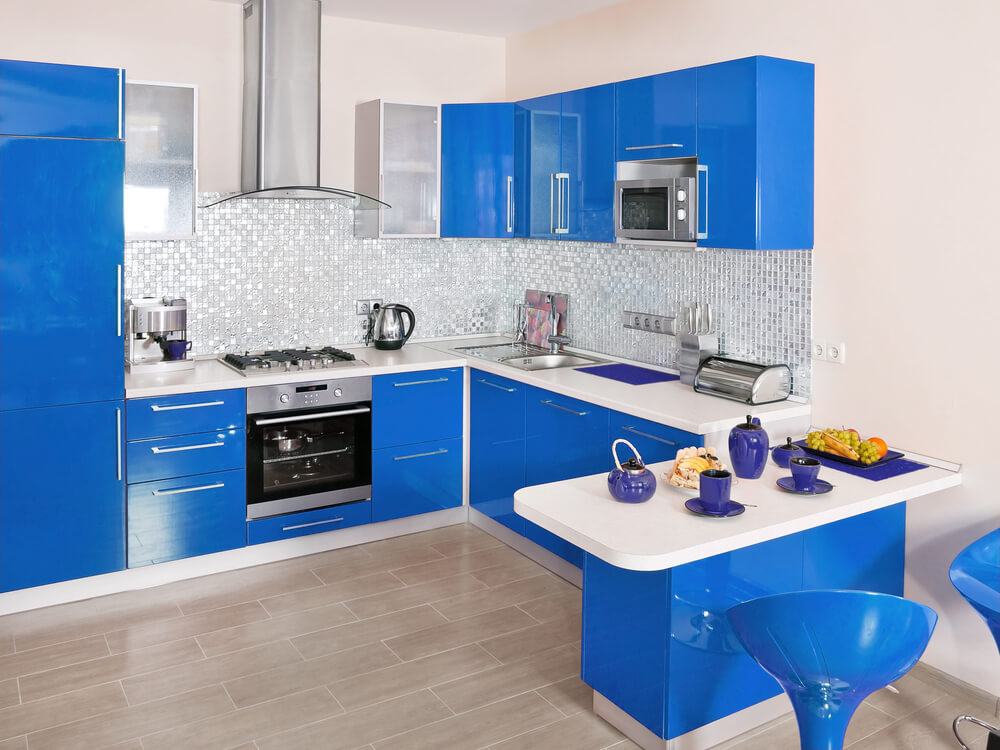 Hoogglans blauwe keuken