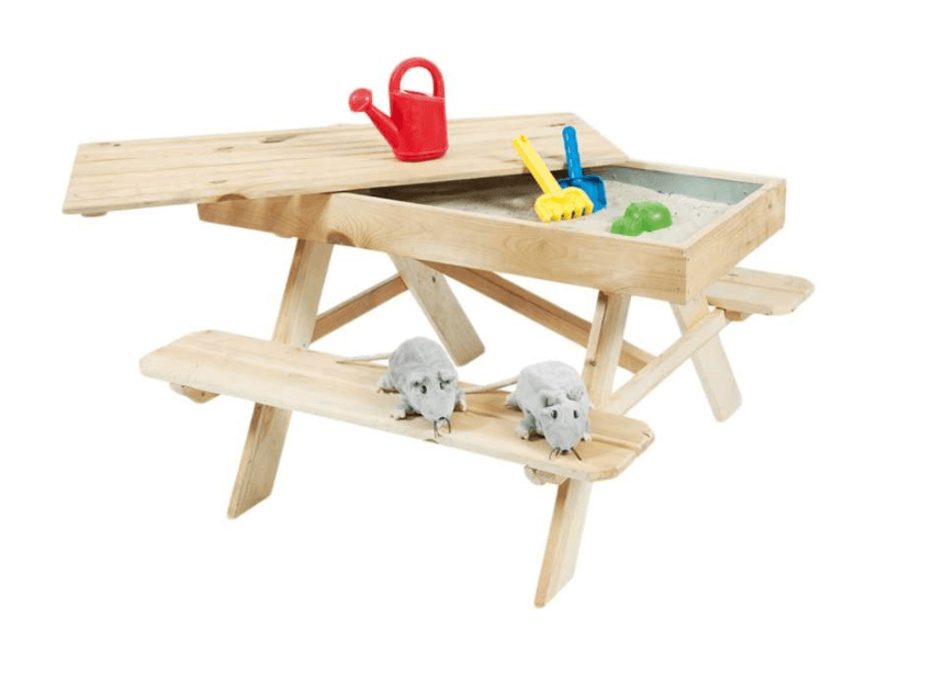 Speeltoestel voor in de tuin: picknicktafel en zandbak