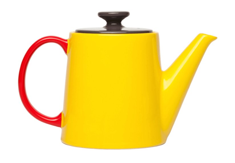 gele kleurrijke theepot