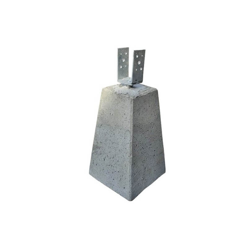 Grijze betonpoer met paalhouder

